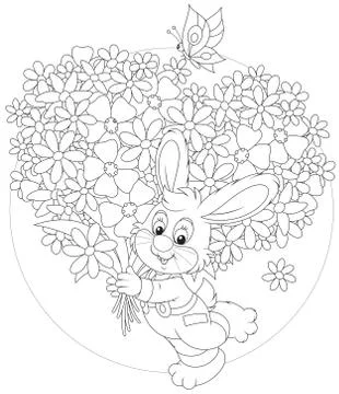 Bunny with flowers Stock Illustration