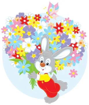 Bunny with flowers Stock Illustration