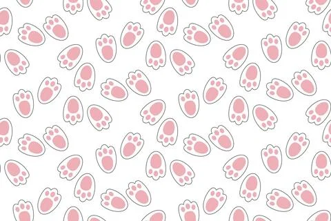 Bunny footprint seamless pattern. Rabbit paw trace background. Vector illus.. Illustrazione stock