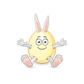 Bunny get out of Easter egg with smiley face emotion Stock Illustration