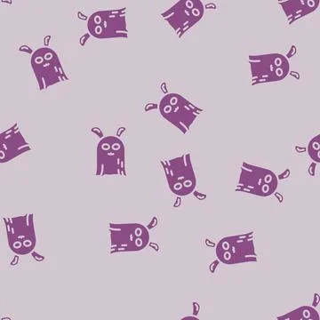 Bunny ghost glyph vector seamless pattern Stock Illustration