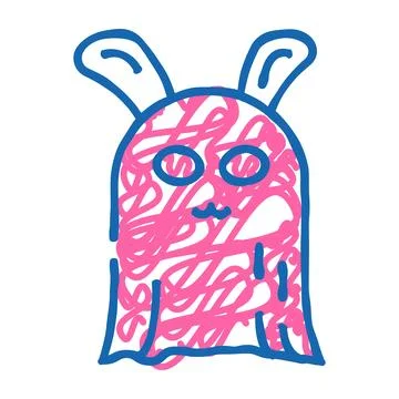 Bunny ghost icon doodle illustration Stock Illustration