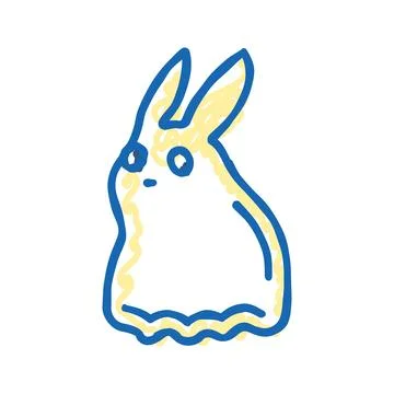 Bunny ghost icon doodle illustration Stock Illustration