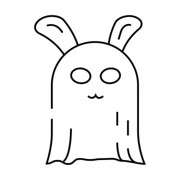 Bunny ghost line icon vector illustration Stock Illustration