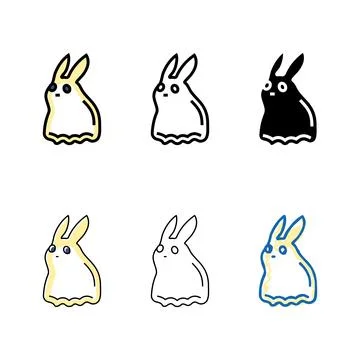 Bunny ghost multipack color icon vector Stock Illustration
