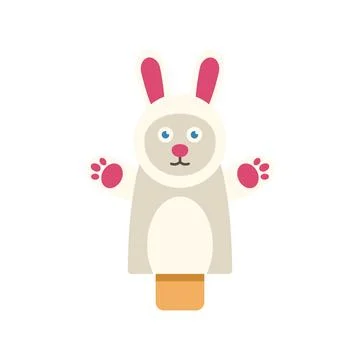 Bunny hand puppet toy character for children storytelling Stock Illustration