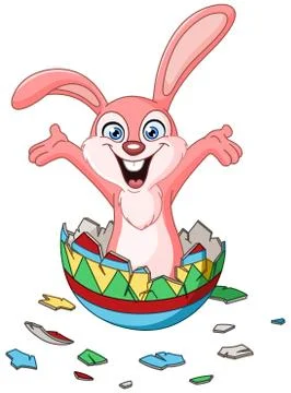 Bunny hatching from Easter egg Stock Illustration