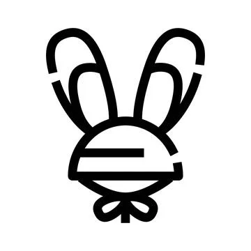 Bunny head icon with bow tie line Stock Illustration