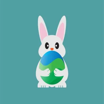 Bunny holding easter egg Stock Illustration