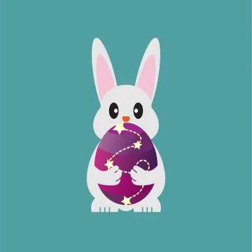 Bunny holding easter egg Illustrazione stock