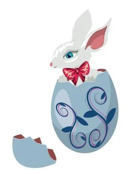 Bunny Inside a Cracked Egg Illustration
