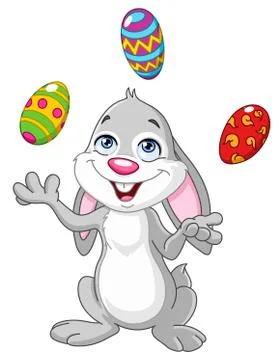 Bunny juggling easter eggs Stock Illustration