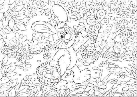 Bunny mushroomer Stock Illustration