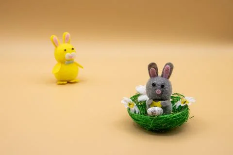 Bunny in a nest Stock Photos