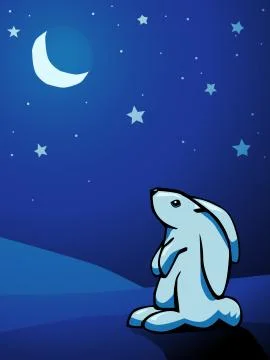 Bunny at night Stock Illustration