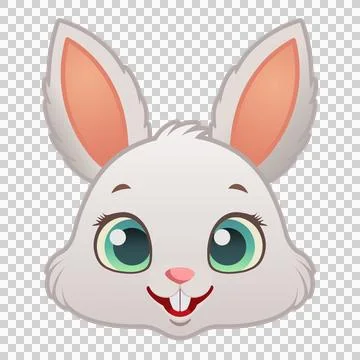 Bunny or hare or rabbit emoji face icon Happy animal with smile 库存插图