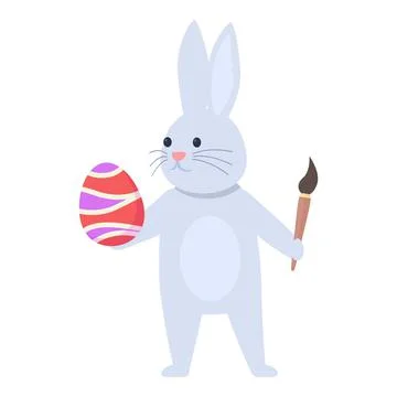 Bunny paint egg icon cartoon vector. Easter rabbit Stock Illustration
