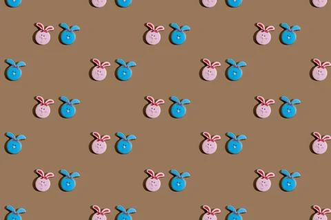 Bunny pattern seamless background pink blue brown Stock Photos