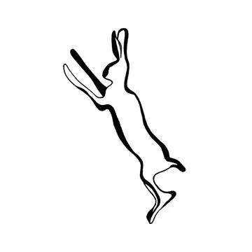 Bunny rabbit in continuous line art drawing style. Hare animal black linear Stock Illustration