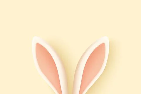 Bunny, Rabbit Ears Banner with Space for Text, Vector Illustration. Bunny Ears Stock Illustration