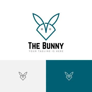 Bunny Rabbit Hare Head Simple Modern Line Logo Stock Illustration