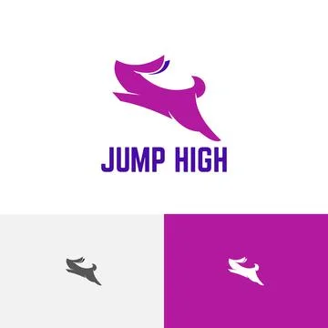 Bunny Rabbit Hare Run Jump High Silhouette Logo Stock Illustration