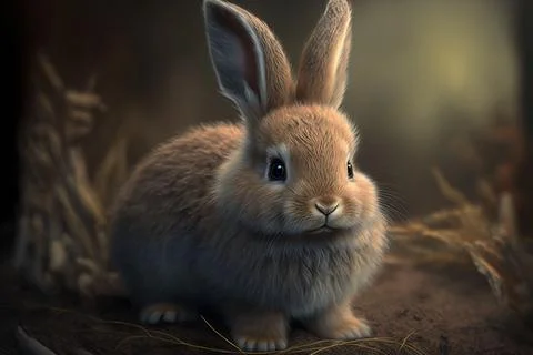 Bunny rabbit lying on the ground Stock Illustration