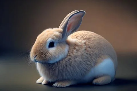 Bunny rabbit sitting in front of brown background Stock Illustration