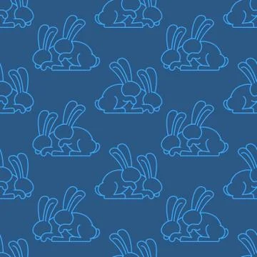 Bunny sex pattern. rabbit intercourse ornqment. Hares background. Animal repr Illustrazione stock