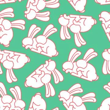 Bunny sex pattern. rabbit intercourse ornqment. Hares background. Animal repr Stock Illustration