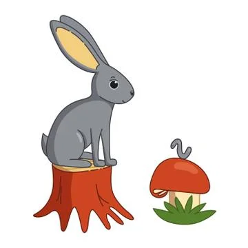 Bunny an the stump. Vector illustration イラスト素材