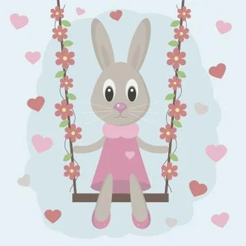 Bunny on a swing Stock Illustration