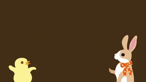 Bunny talking with Chick, brown colored background - waist up Stock Footage 103826666