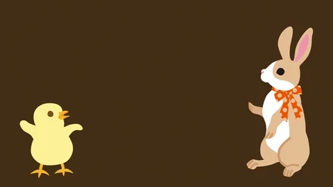 Bunny talking with Chick, brown colored background - full length Stock Footage 103826867