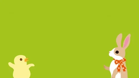 Bunny talking with Chick, green colored background - waist up Stock Footage 103826729