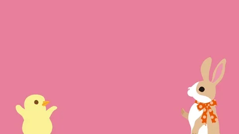 Bunny talking with Chick, pink colored background - waist up Stock Footage 103826715