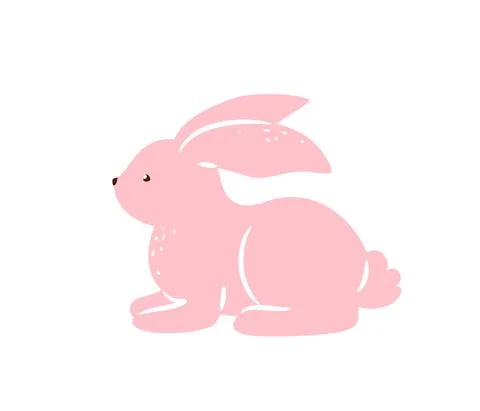 Bunny vector illustration. Pink textured rabbit isolated on white background Stock Illustration