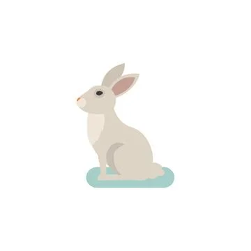 Bunny on white background. Vector flat illustration. Stock Illustration
