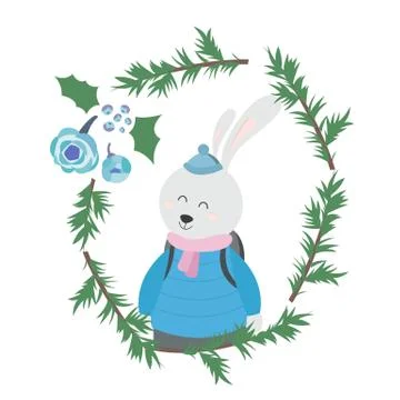 Bunny in Winter Clothes Stock Illustration