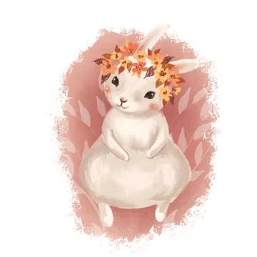 Bunny in wreath. Cute easter card Stock Illustration