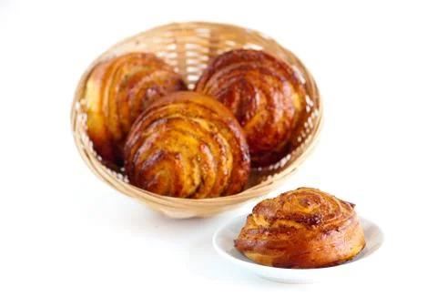 Buns in a basket Stock Photos