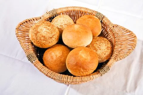 Buns in a basket Stock Photos