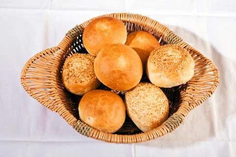 Buns in a basket Stock Photos