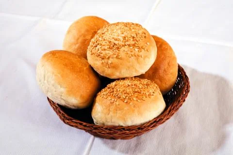 Buns in a basket Stock Photos