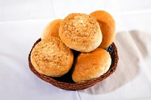 Buns in a basket Stock Photos