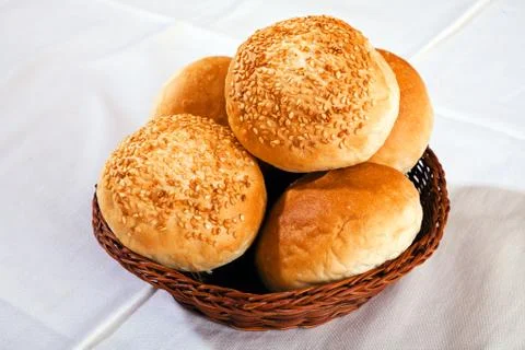 Buns in a basket Stock Photos