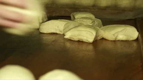 Buns on a boar in old bakery Stock Footage 70910220