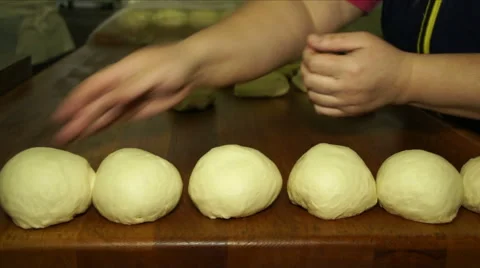 Buns on a board in bakery Stock Footage 68020406
