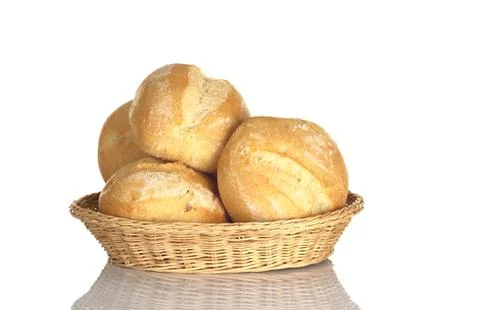 Buns in bread basket Stock Photos