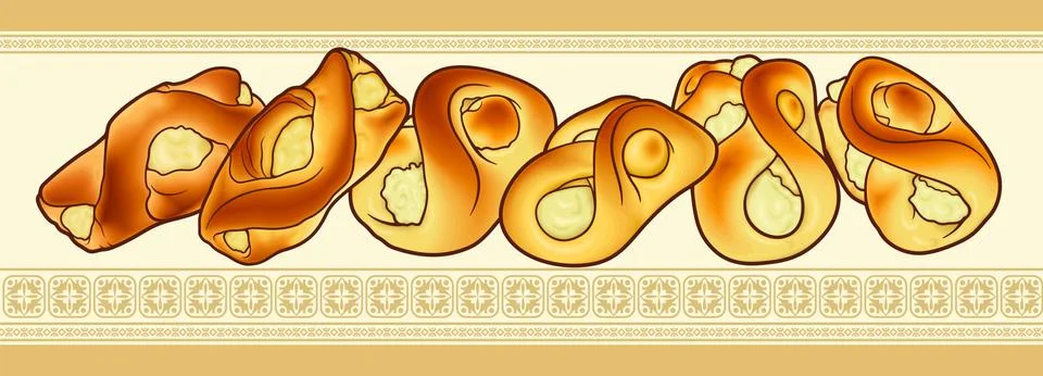 Buns, hand drawn vector doodle illustration. Stock Illustration